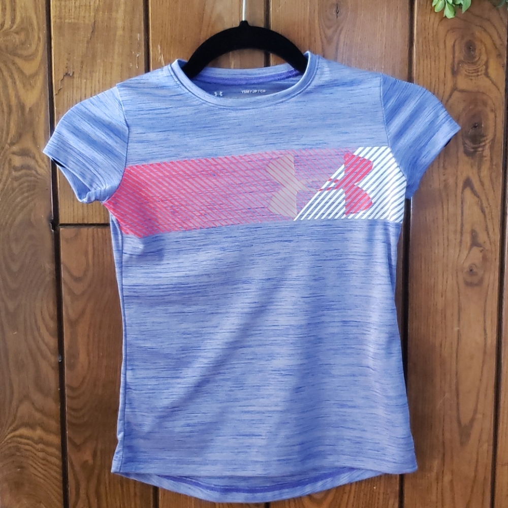 UNDER ARMOUR Girls Purple Heatgear Short Shirt
